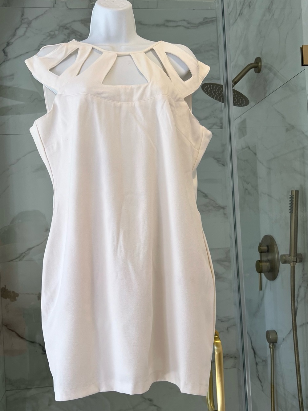 White Cutout Neck Mini Dress - Unbranded